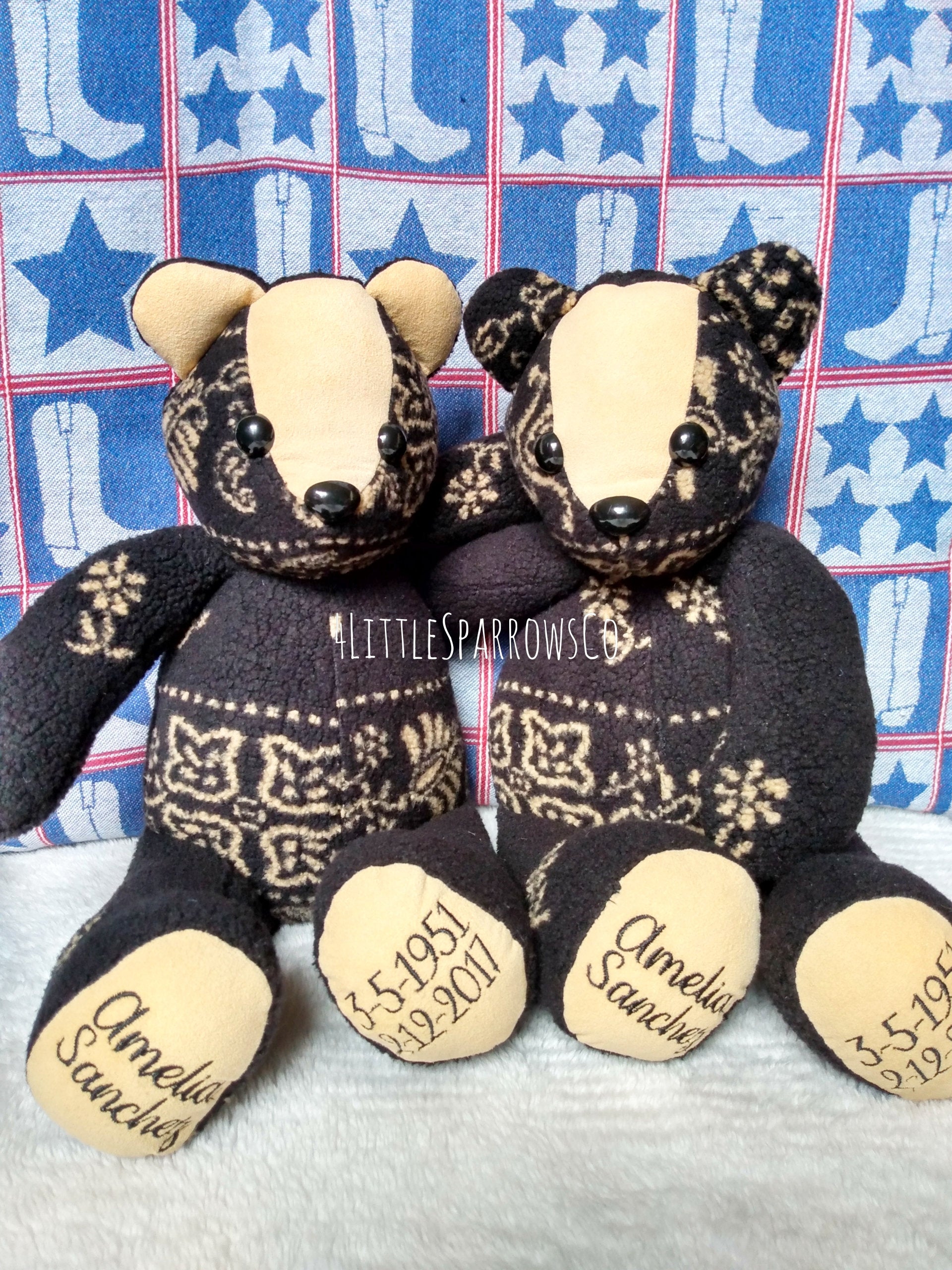 Small (10) Custom Embroidered Keepsake/ Memory Bear